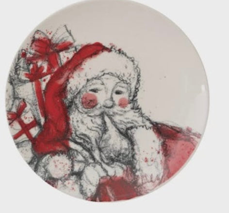 Santa Plate, Red, Black & White