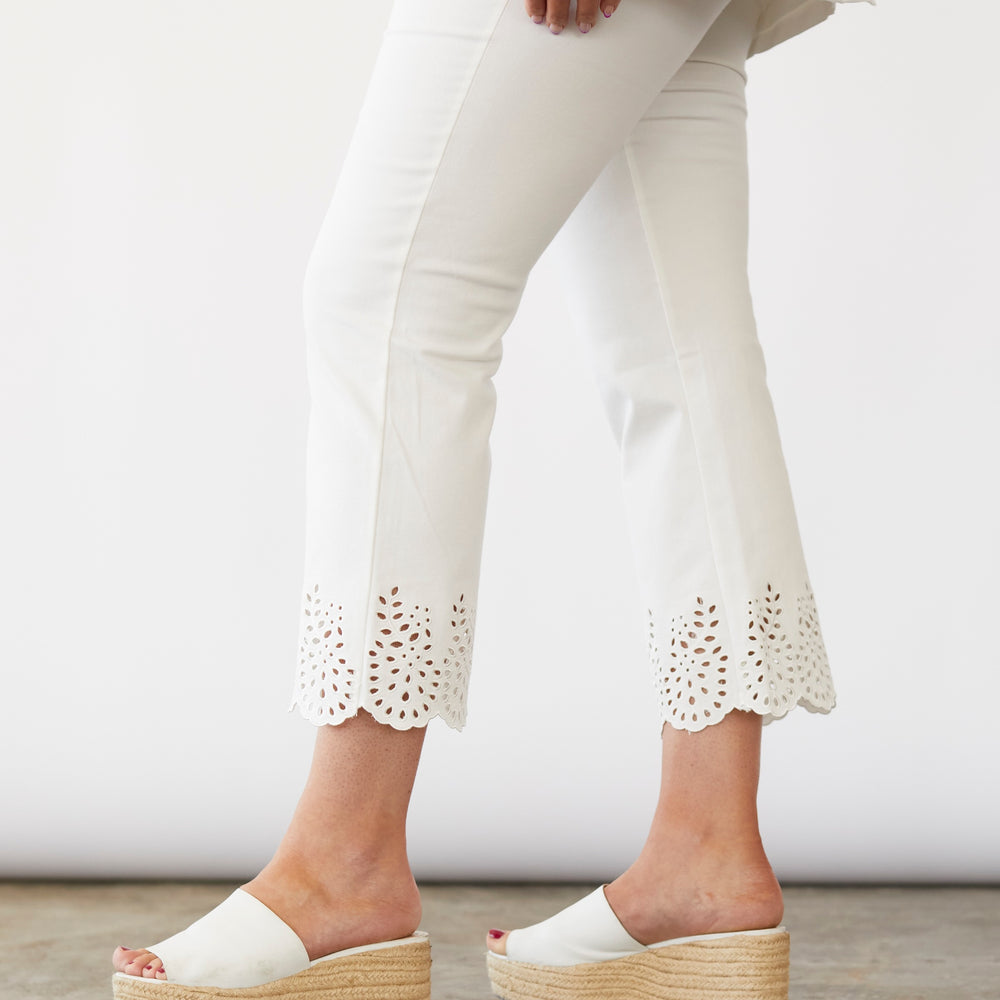 
                      
                        PERFORATED SCALLOP EDGE PANTS
                      
                    