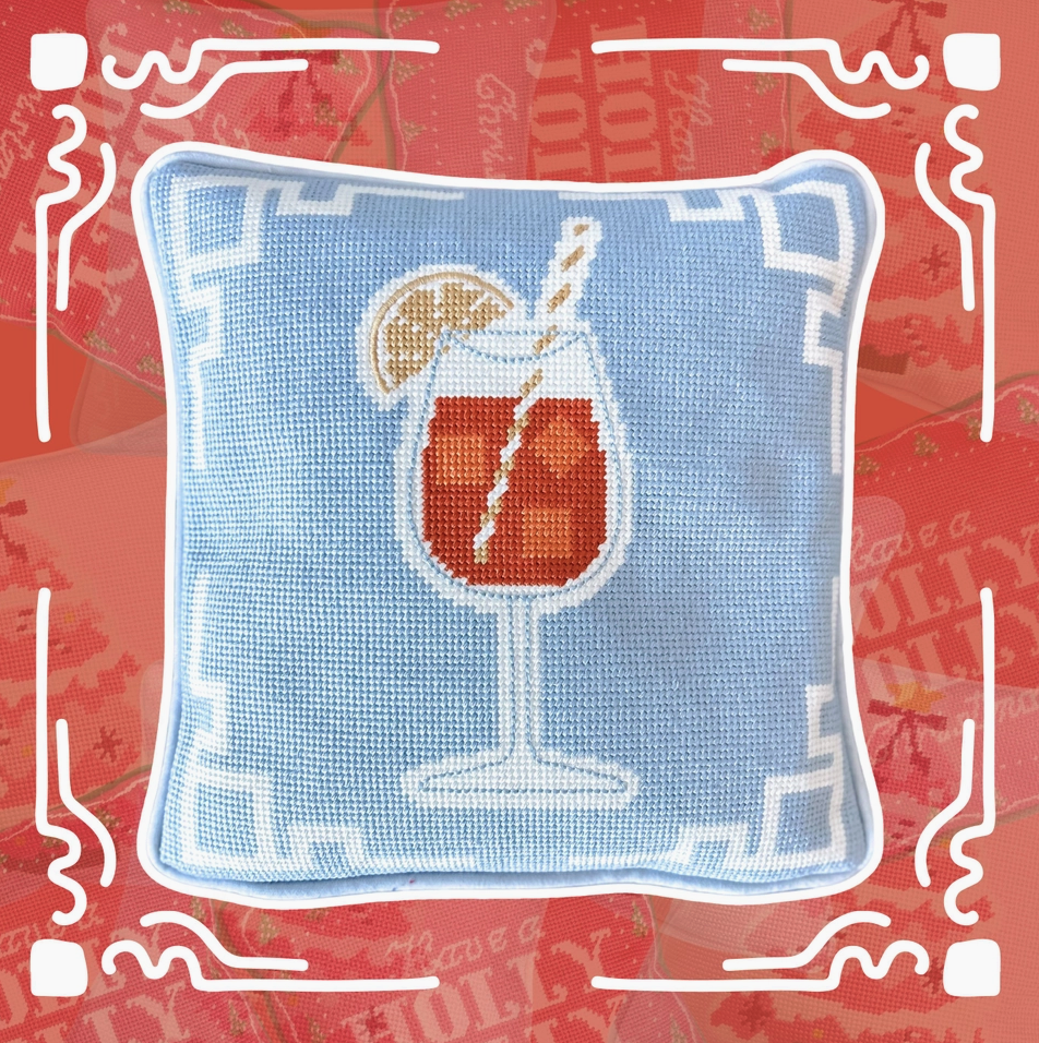Aperol Spritz Needlepoint Pillow Pyar&Co.