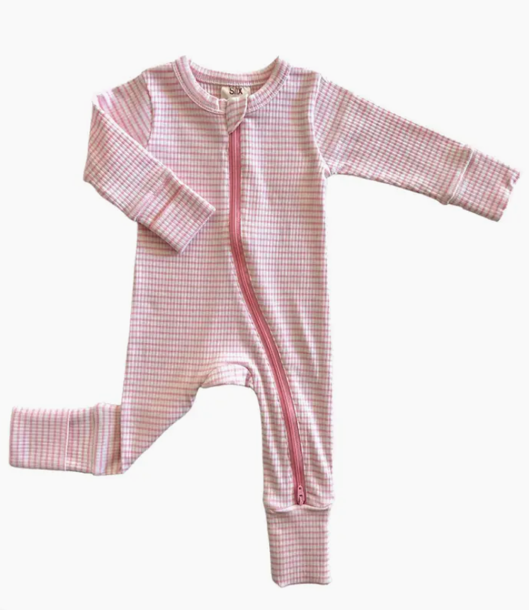 Pink Stripe /  2-Way Zip Romper