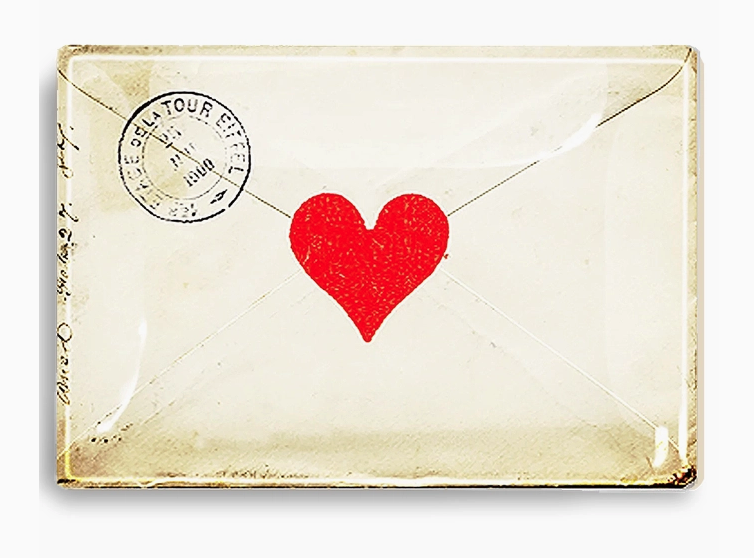 French Envelope with Heart Glass Tray