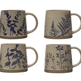 Hand-Stamped Stoneware Mug w/ Botanicals