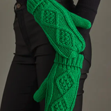 Bright Green Cable Knit Mittens
