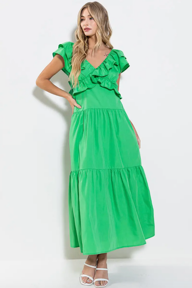 Ruffled Tiered Maxi Dress with Back Tie