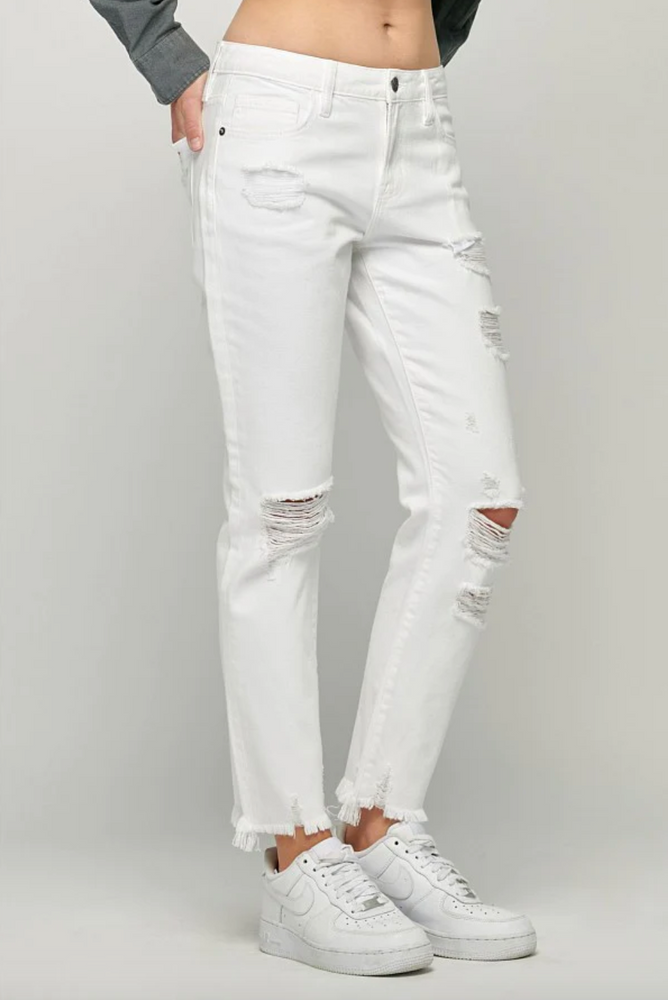 
                      
                        White Distressed Jeans
                      
                    