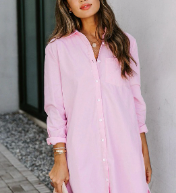 analia dolman sleeve stripe shirt collar oversize dress Analia Dolman Sleeve Stripe Shirt Collar Oversize Dress