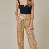 Gold Sequins Wide Leg Pant