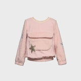 Sherpa Sleeve Top W/Front Pocket Detail