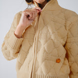 Soft chunky knit bomber jacket in camel color