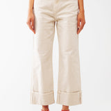 Straight Leg Cropped Jeans Beige