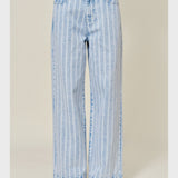 Striped Denim Straight Pants