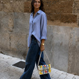 Blue Linen Button-Down Shirt