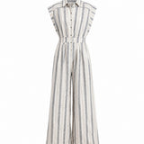 Striped Shirting Parachute Jumpsuit