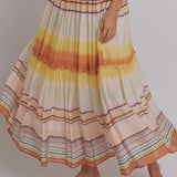 Sunset Stripe Tiered Maxi Skirt Boho