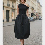 Tulip Midi Skirt, Black