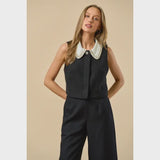 The Beaded Collar Tweed Top