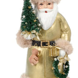 Santa w/sis.Tree Asst Cream/Gold 13in