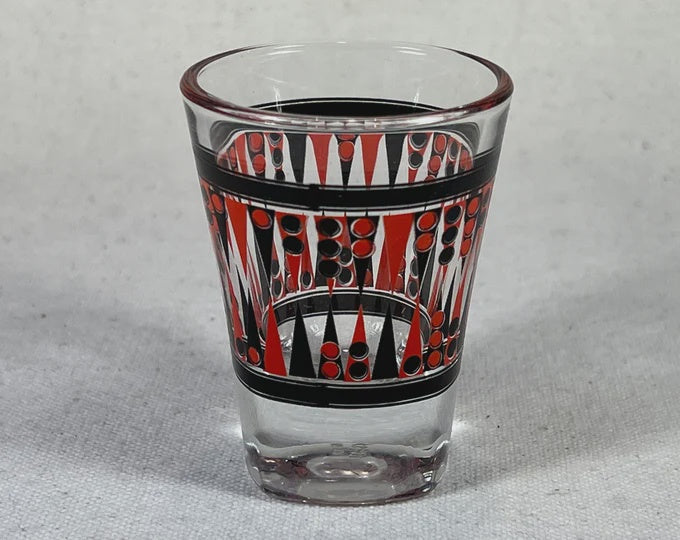 Vintage Backgammon Shot Glass Red & Black