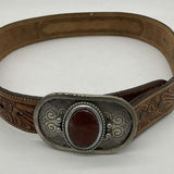 Vntg Hand Tooled Leather Belt 32"