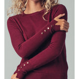 Button Cuff Slim Knit Top