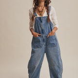 Wide-Leg Denim Overalls