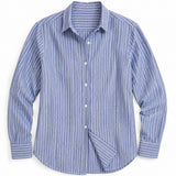 Blue Linen Button-Down Shirt