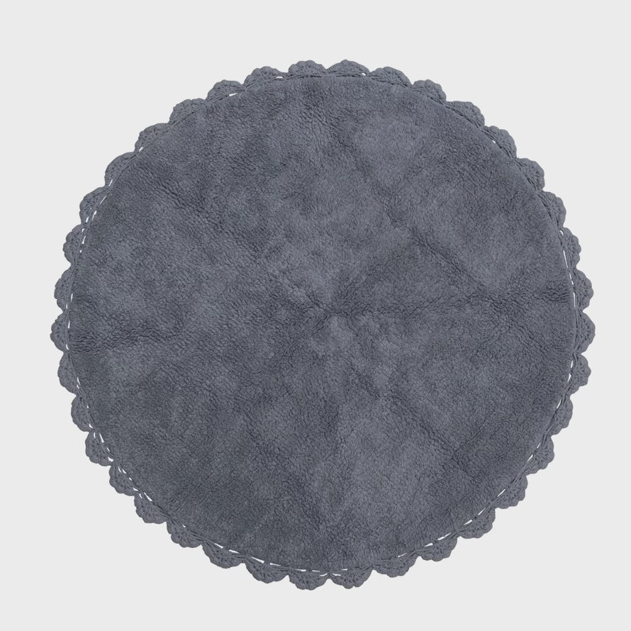 Cool Gray Crocheted & Scalloped Trim Rug