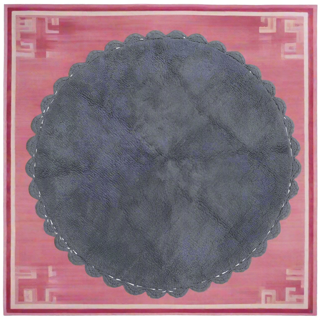 Cool Gray Crocheted & Scalloped Trim Rug