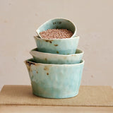 Crackle Glaze Green Stoneware Measuring Cups – Set of 4
