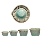 Crackle Glaze Green Stoneware Measuring Cups – Set of 4