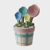 Hand-Painted Measuring Spoons in Flower Pot