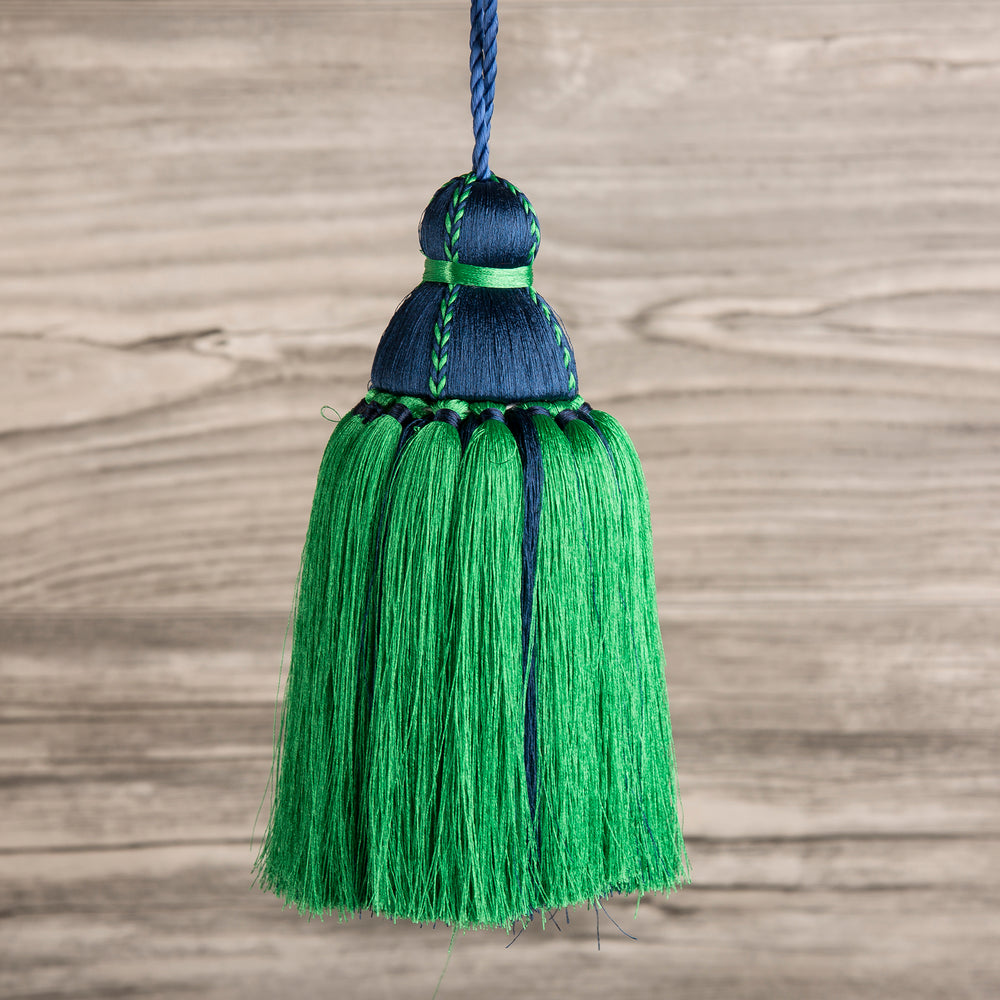 
                      
                        Navy & Green Tassel, Trellis Home Tassels & Trims Collection with Pyar&Co.
                      
                    