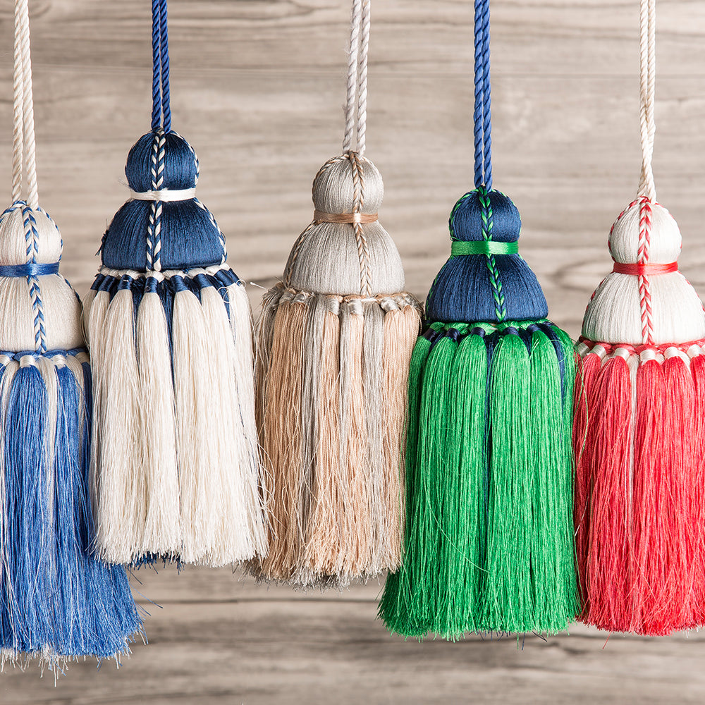 
                      
                        French Blue & White Tassel, Trellis Home Tassels & Trims Collection with Pyar&Co.
                      
                    