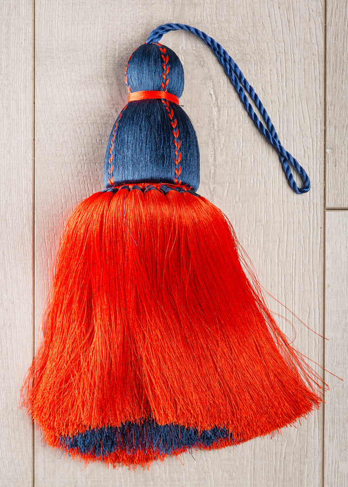 
            
                Load image into Gallery viewer, Navy &amp;amp; Deep Orange Tassel, Trellis Home Tassels &amp;amp; Trims Collection with Pyar&amp;amp;Co.
            
        