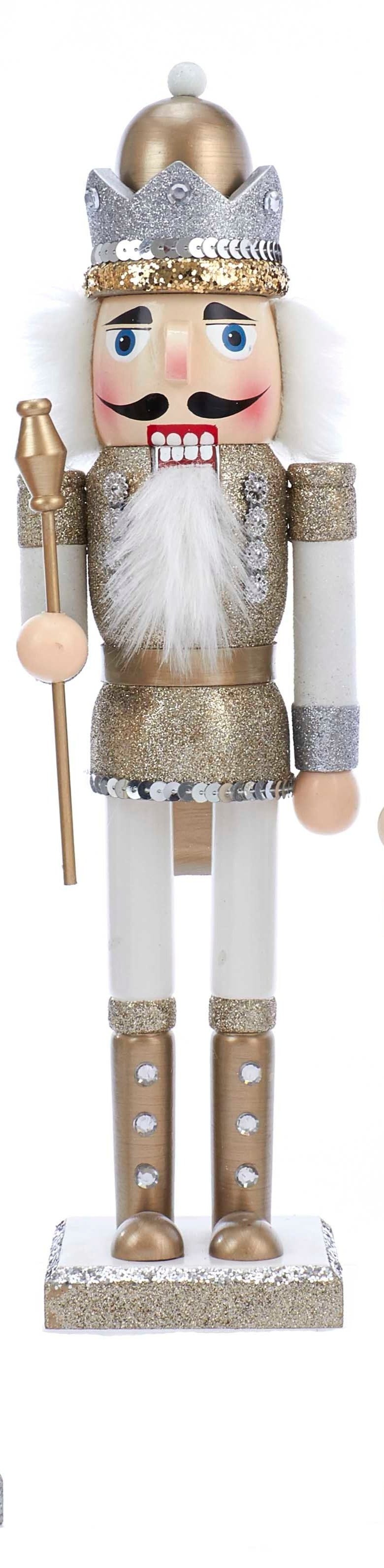 15 inch King of the Castle Champagne & Silver Nutcracker