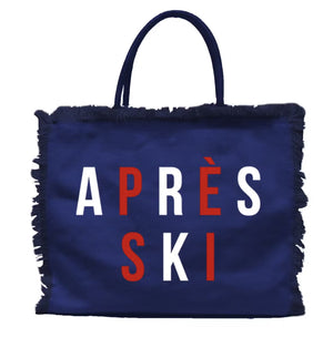 
            
                Load image into Gallery viewer, Navy Fringe Tote - Après Ski
            
        