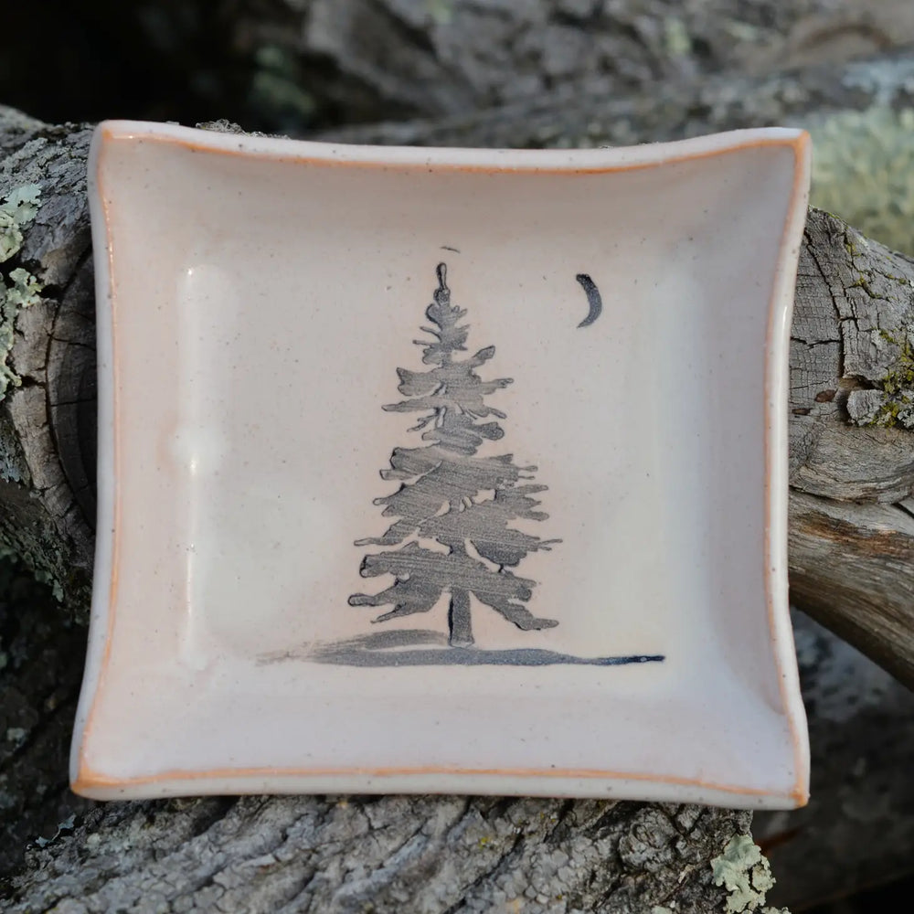 Small Evergreen Tree Pottery Dish