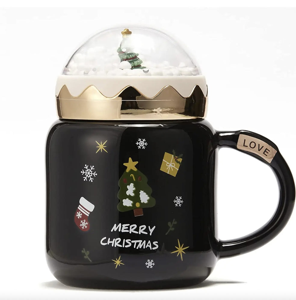
            
                Load image into Gallery viewer, Holiday Snow Globe Mug with Lid
            
        