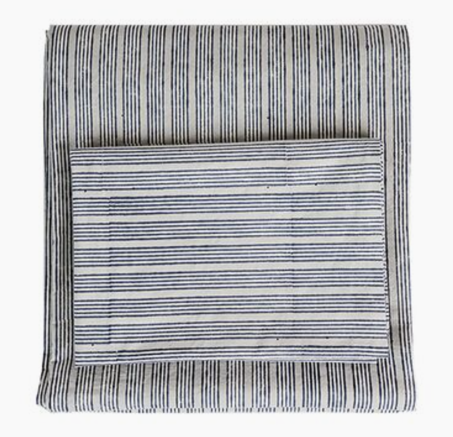 Guldasta Sheet Set, Feather Stripe Grey