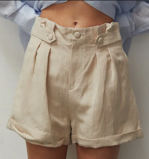High-Waisted Linen Shorts