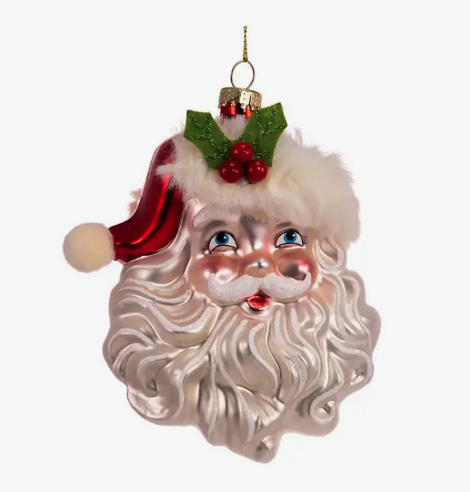 Glass Santa Head Ornament