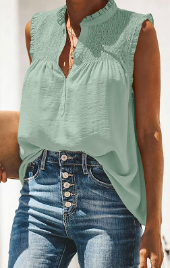 Ruffle Button Cap Sleeve Tank Top