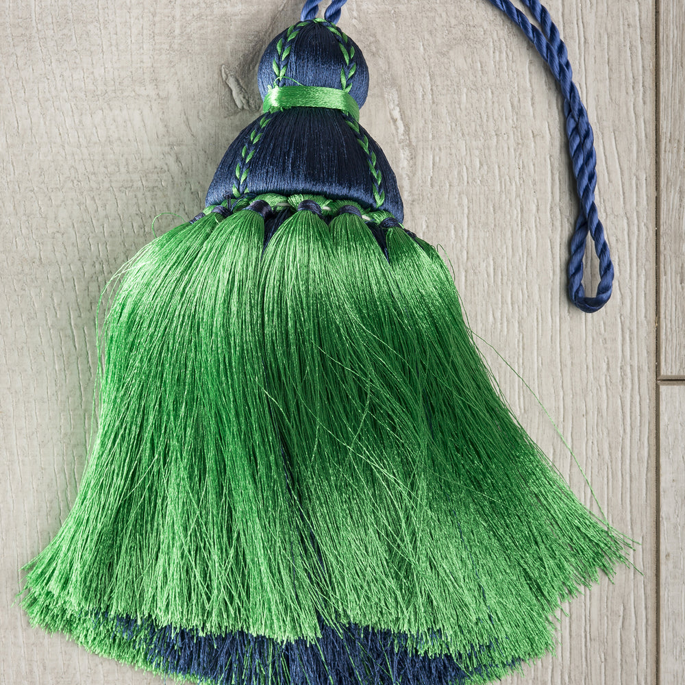 
                      
                        Navy & Green Tassel, Trellis Home Tassels & Trims Collection with Pyar&Co.
                      
                    